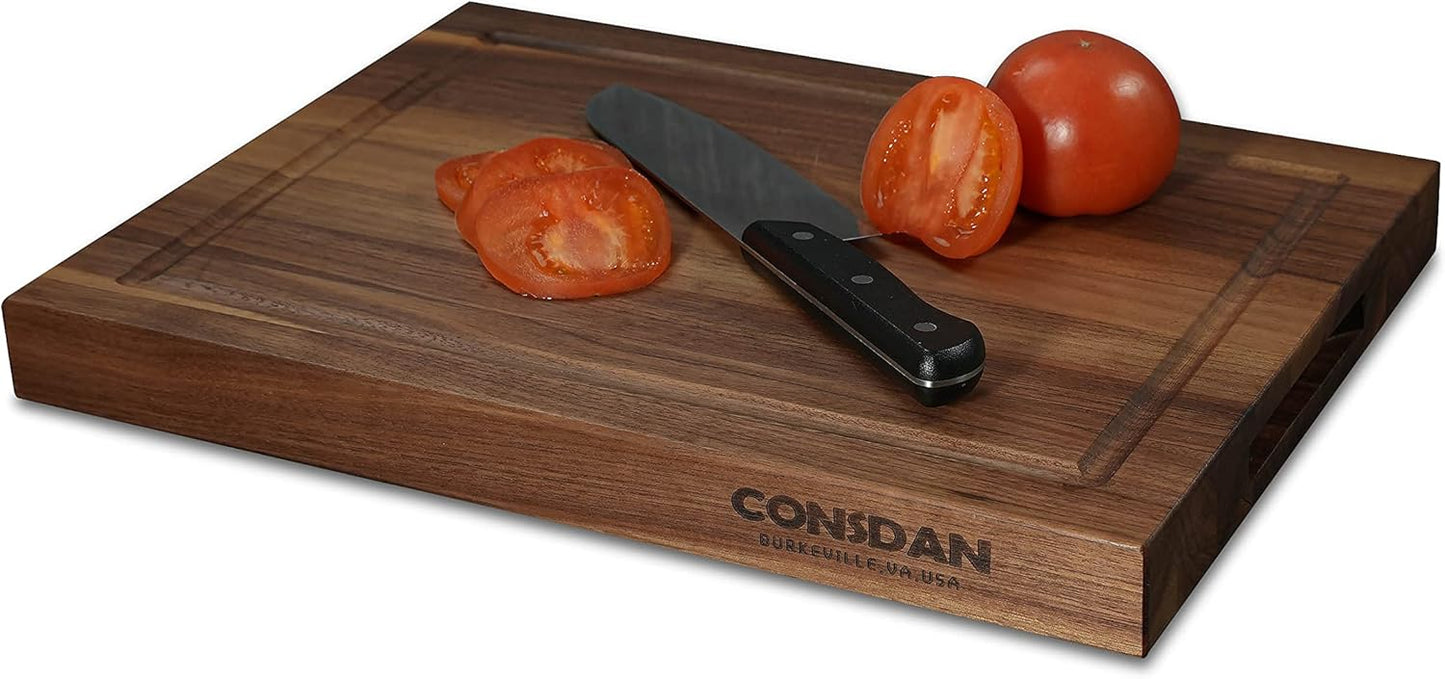 Solid Cherry Wood Cutting Board for Kitchen, USA Grown Hardwood, 16 x 12, with Invisible Inner Handle, Prefinished with Food-Grade Oil, Suitable for Kitchen Edge Grain, 1" Thick