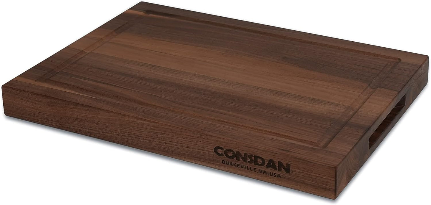 Solid Cherry Wood Cutting Board for Kitchen, USA Grown Hardwood, 16 x 12, with Invisible Inner Handle, Prefinished with Food-Grade Oil, Suitable for Kitchen Edge Grain, 1" Thick