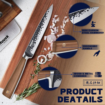 Huusk Utility Knife - Japan High Carbon Steel Hand Forged Paring Knife 5.5" | ATS-34, Ergonomic Grip, Multipurpose for Fruit & Vegetable, Premium Present Box