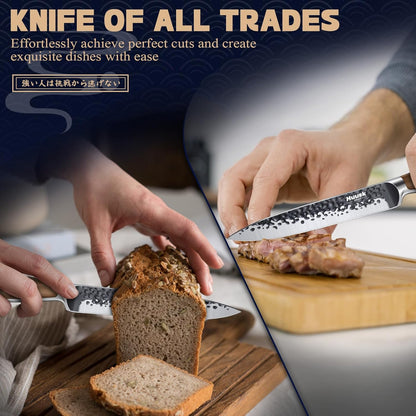 Huusk Utility Knife - Japan High Carbon Steel Hand Forged Paring Knife 5.5" | ATS-34, Ergonomic Grip, Multipurpose for Fruit & Vegetable, Premium Present Box