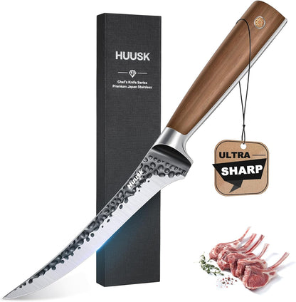 Huusk Utility Knife - Japan High Carbon Steel Hand Forged Paring Knife 5.5" | ATS-34, Ergonomic Grip, Multipurpose for Fruit & Vegetable, Premium Present Box