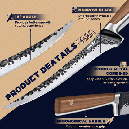 Huusk Utility Knife - Japan High Carbon Steel Hand Forged Paring Knife 5.5" | ATS-34, Ergonomic Grip, Multipurpose for Fruit & Vegetable, Premium Present Box