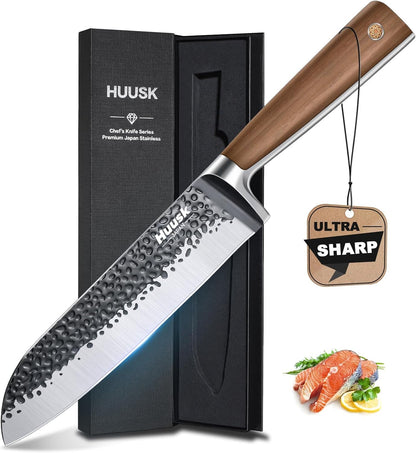 Huusk Utility Knife - Japan High Carbon Steel Hand Forged Paring Knife 5.5" | ATS-34, Ergonomic Grip, Multipurpose for Fruit & Vegetable, Premium Present Box