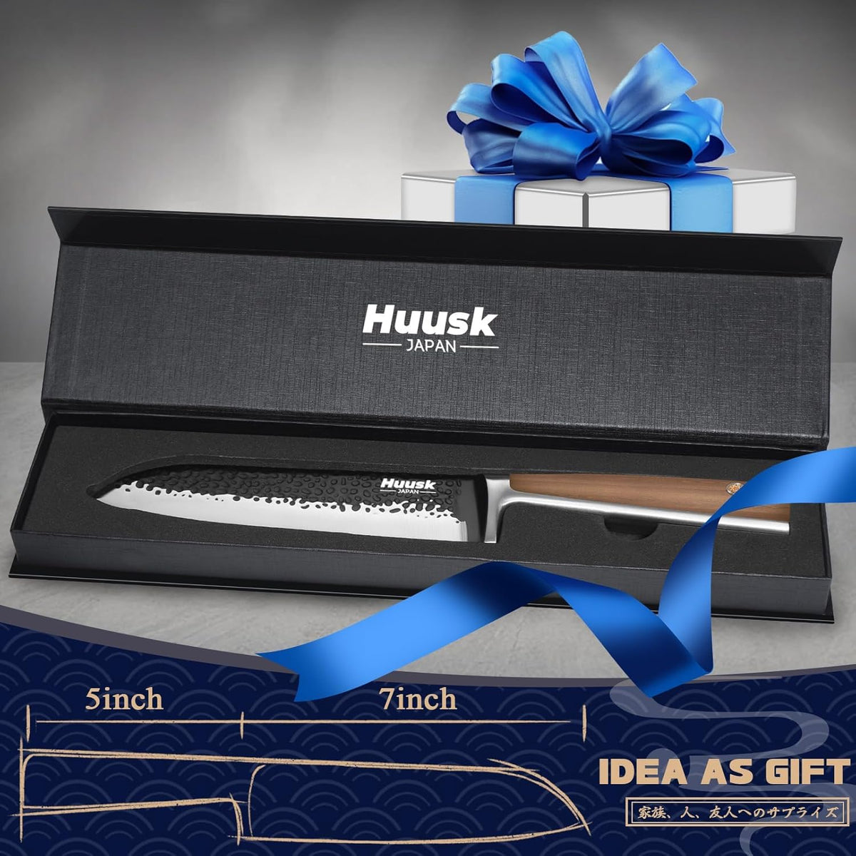 Huusk Utility Knife - Japan High Carbon Steel Hand Forged Paring Knife 5.5" | ATS-34, Ergonomic Grip, Multipurpose for Fruit & Vegetable, Premium Present Box
