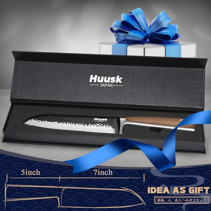 Huusk Utility Knife - Japan High Carbon Steel Hand Forged Paring Knife 5.5" | ATS-34, Ergonomic Grip, Multipurpose for Fruit & Vegetable, Premium Present Box