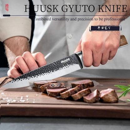 Huusk Utility Knife - Japan High Carbon Steel Hand Forged Paring Knife 5.5" | ATS-34, Ergonomic Grip, Multipurpose for Fruit & Vegetable, Premium Present Box