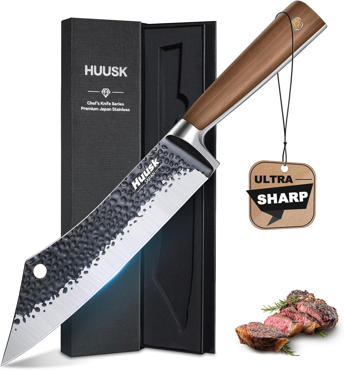 Huusk Utility Knife - Japan High Carbon Steel Hand Forged Paring Knife 5.5" | ATS-34, Ergonomic Grip, Multipurpose for Fruit & Vegetable, Premium Present Box