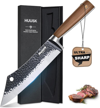 Huusk Utility Knife - Japan High Carbon Steel Hand Forged Paring Knife 5.5" | ATS-34, Ergonomic Grip, Multipurpose for Fruit & Vegetable, Premium Present Box