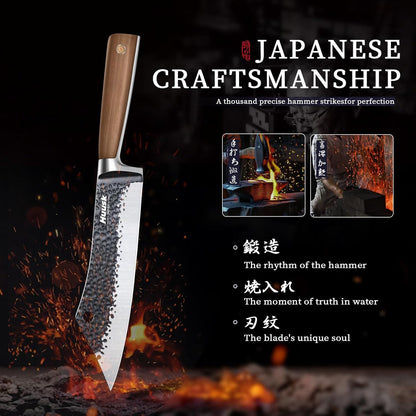 Huusk Utility Knife - Japan High Carbon Steel Hand Forged Paring Knife 5.5" | ATS-34, Ergonomic Grip, Multipurpose for Fruit & Vegetable, Premium Present Box