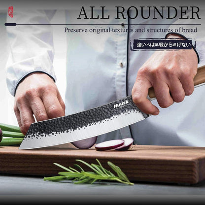 Huusk Utility Knife - Japan High Carbon Steel Hand Forged Paring Knife 5.5" | ATS-34, Ergonomic Grip, Multipurpose for Fruit & Vegetable, Premium Present Box