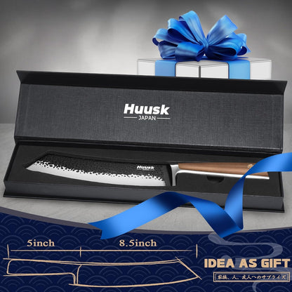Huusk Utility Knife - Japan High Carbon Steel Hand Forged Paring Knife 5.5" | ATS-34, Ergonomic Grip, Multipurpose for Fruit & Vegetable, Premium Present Box