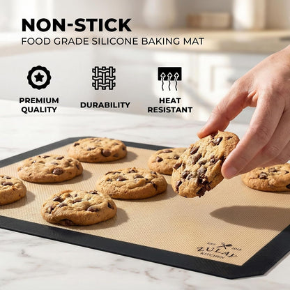 Silicone Baking Mat Sheet Set - Reusable Baking Mat Nonstick - Half Sheet Baking Mat For Oven (Black, 1 Pack)