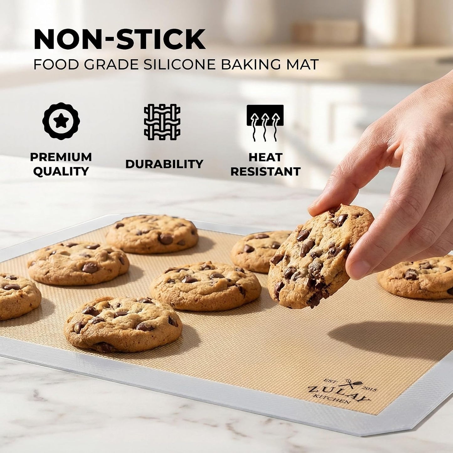 Silicone Baking Mat Sheet Set - Reusable Baking Mat Nonstick - Half Sheet Baking Mat For Oven (Black, 1 Pack)