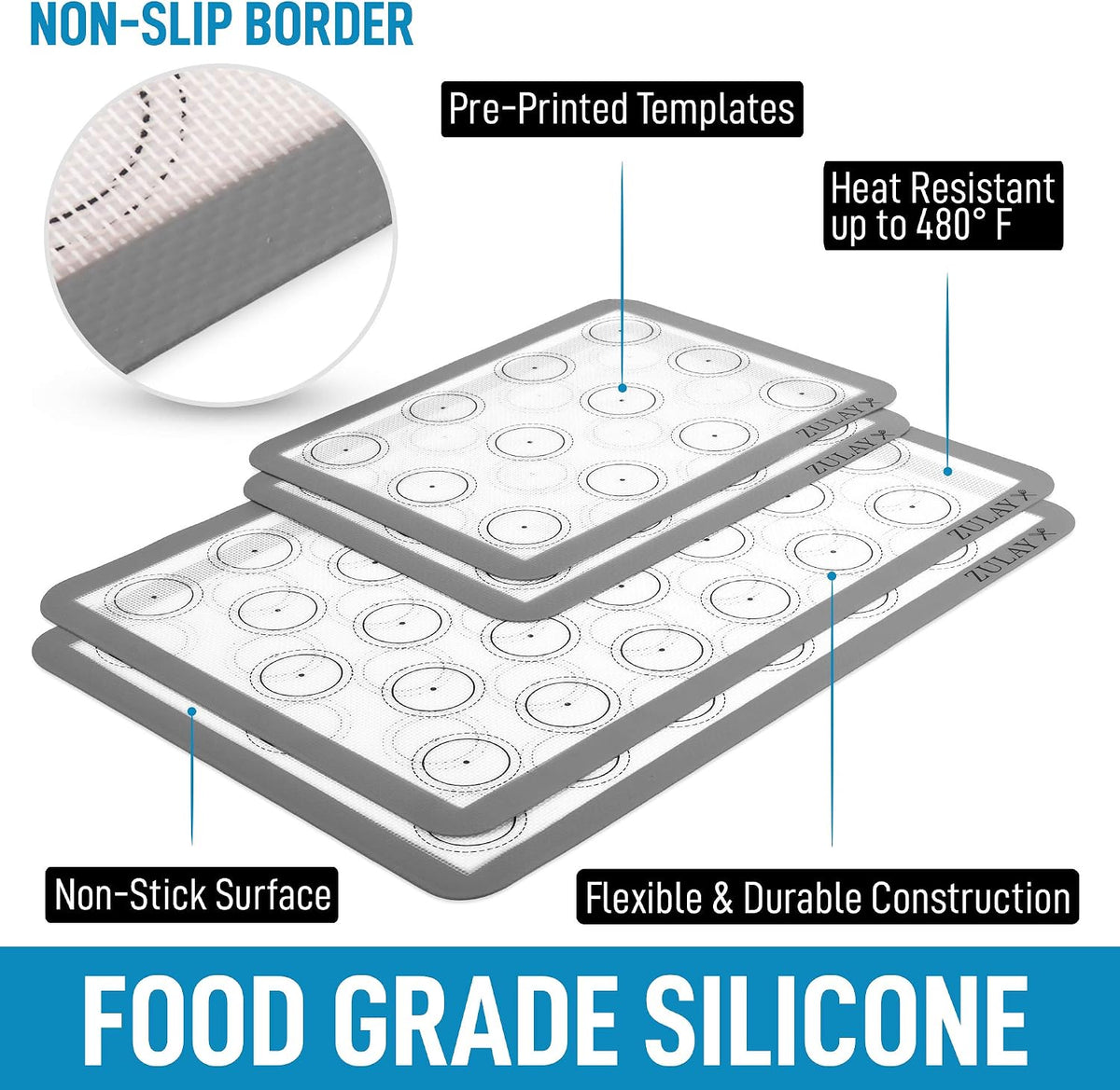 Silicone Baking Mat Sheet Set - Reusable Baking Mat Nonstick - Half Sheet Baking Mat For Oven (Black, 1 Pack)