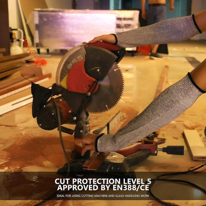 Cut Resistant Sleeves, Level 5 Protection, Slash Resistant Arm Sleeves, 14" Long, Sold By Pair (2Piece)