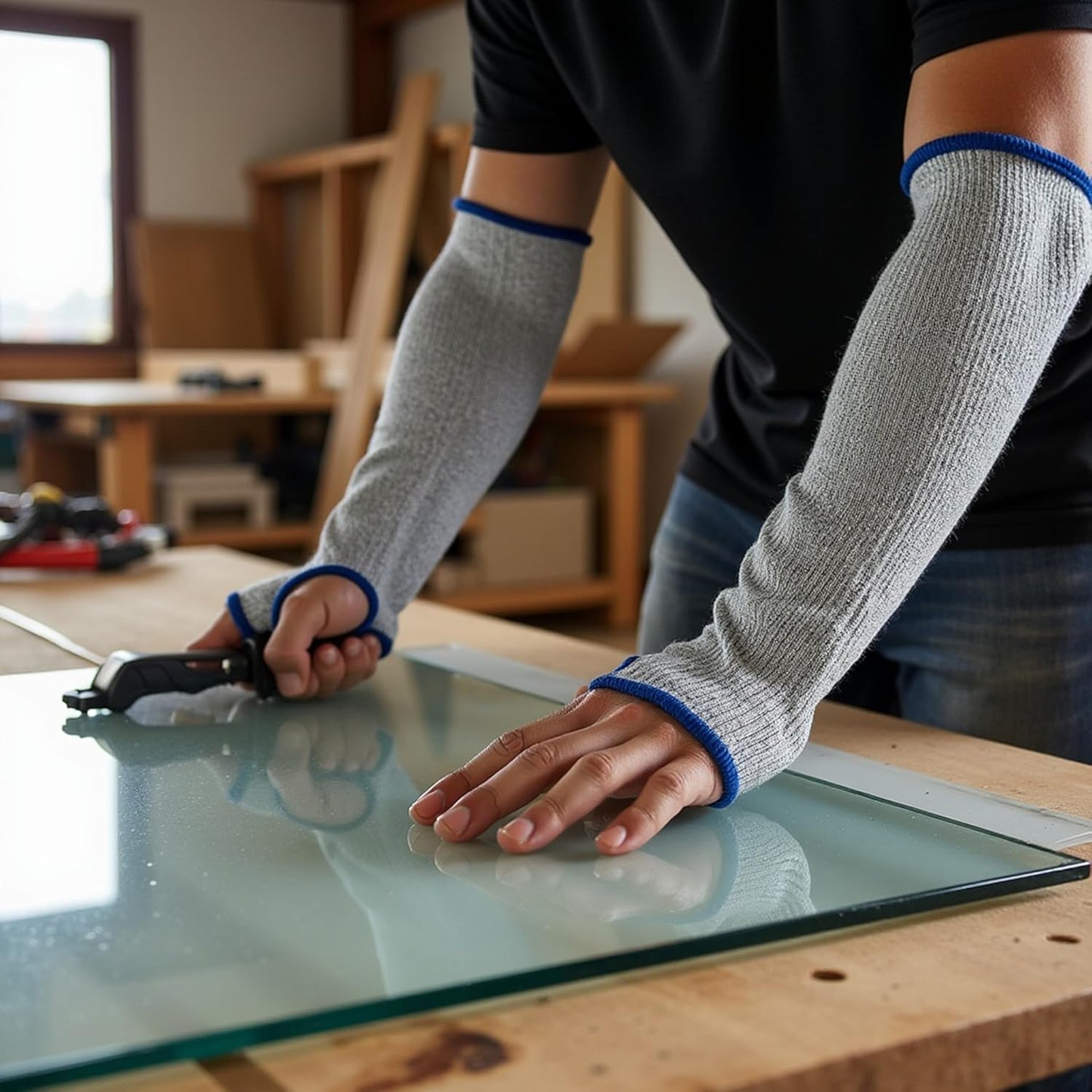 Cut Resistant Sleeves, Level 5 Protection, Slash Resistant Arm Sleeves, 14" Long, Sold By Pair (2Piece)