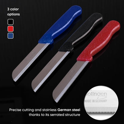 Serrated Paring Knife - Set of 6 Pcs German Solingen Small Knife Set Small Kitchen Paring Fruit Vegetable Tomato Knives Stainless Steel Cutting & Peeling, Black
