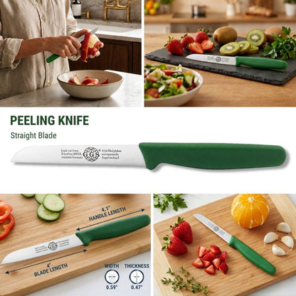 Serrated Paring Knife - Set of 6 Pcs German Solingen Small Knife Set Small Kitchen Paring Fruit Vegetable Tomato Knives Stainless Steel Cutting & Peeling, Black