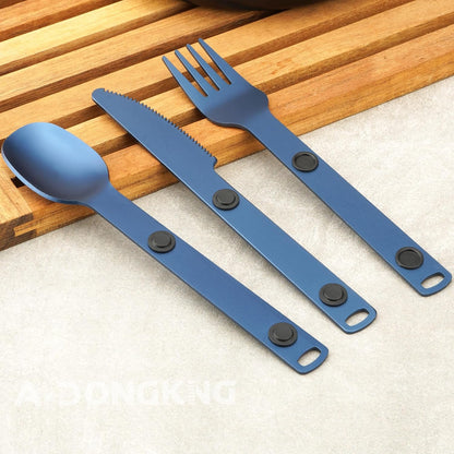 Magnetic Camping Cutlery Set, Knife Fork Spoon, 3-Pack, Orange | Aluminum Travel Flatware, Lightweight, Space Saving, Portable Travel Flatware, Easy Clean