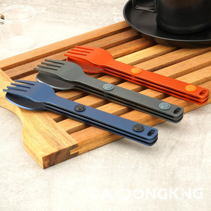 Magnetic Camping Cutlery Set, Knife Fork Spoon, 3-Pack, Orange | Aluminum Travel Flatware, Lightweight, Space Saving, Portable Travel Flatware, Easy Clean