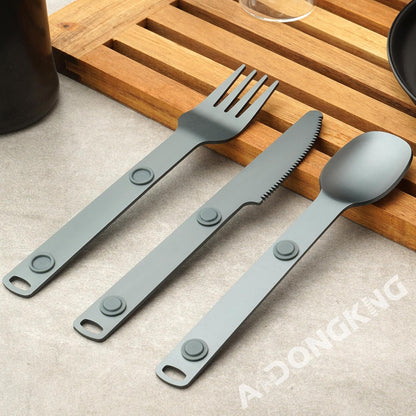 Magnetic Camping Cutlery Set, Knife Fork Spoon, 3-Pack, Orange | Aluminum Travel Flatware, Lightweight, Space Saving, Portable Travel Flatware, Easy Clean