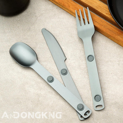 Magnetic Camping Cutlery Set, Knife Fork Spoon, 3-Pack, Orange | Aluminum Travel Flatware, Lightweight, Space Saving, Portable Travel Flatware, Easy Clean