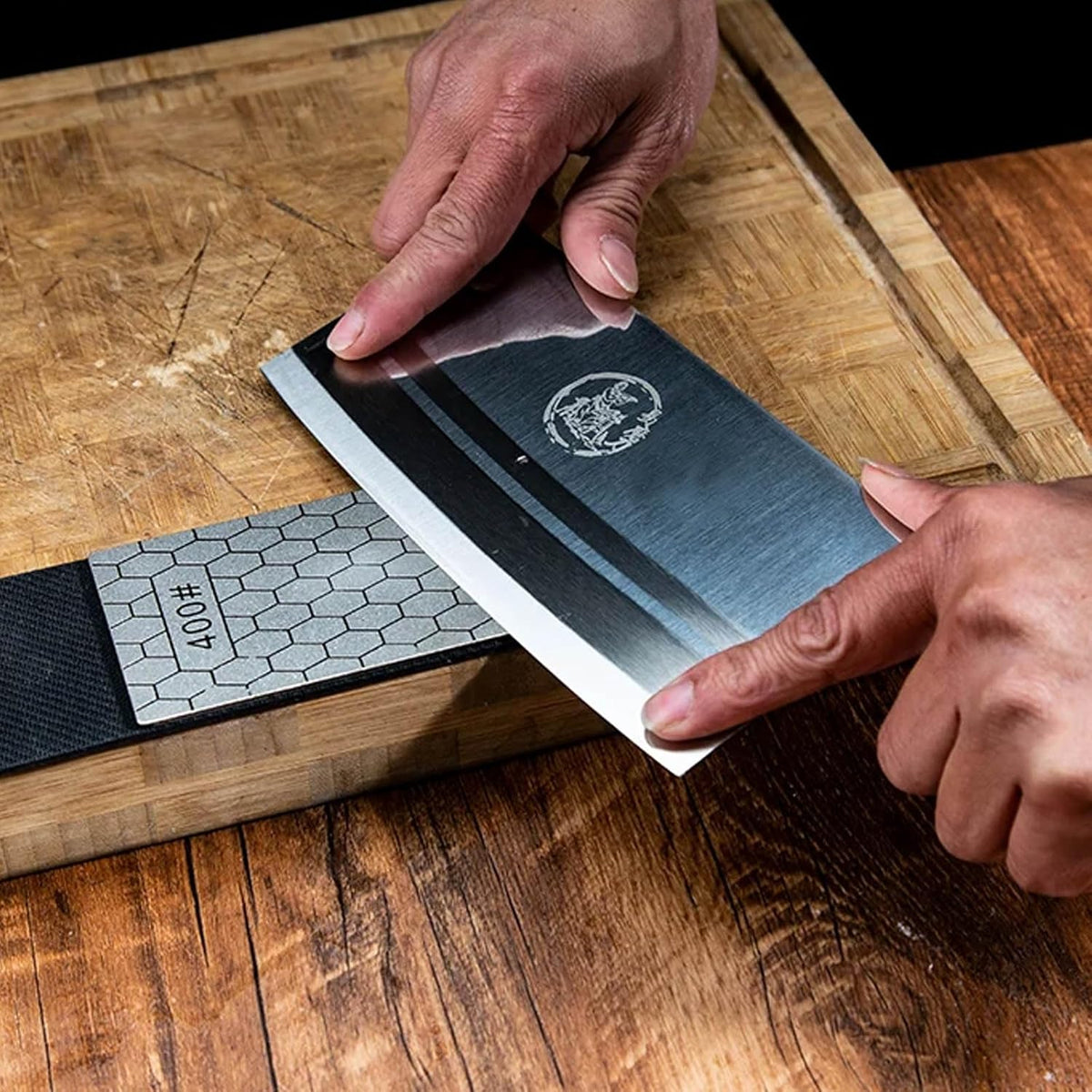Diamond Sharpening Stone, Knife Sharpener Stone Whetstone Honeycomb Surface Plate with Non-slip Base for Pocket Knives Scissors (320/400/600/1000/1500/2000/3000 Grit，with Angle Guide and Leather)