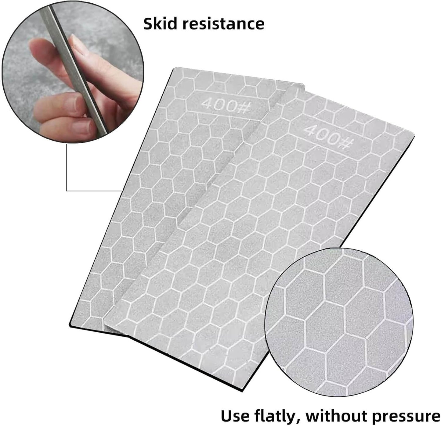 Diamond Sharpening Stone, Knife Sharpener Stone Whetstone Honeycomb Surface Plate with Non-slip Base for Pocket Knives Scissors (320/400/600/1000/1500/2000/3000 Grit，with Angle Guide and Leather)