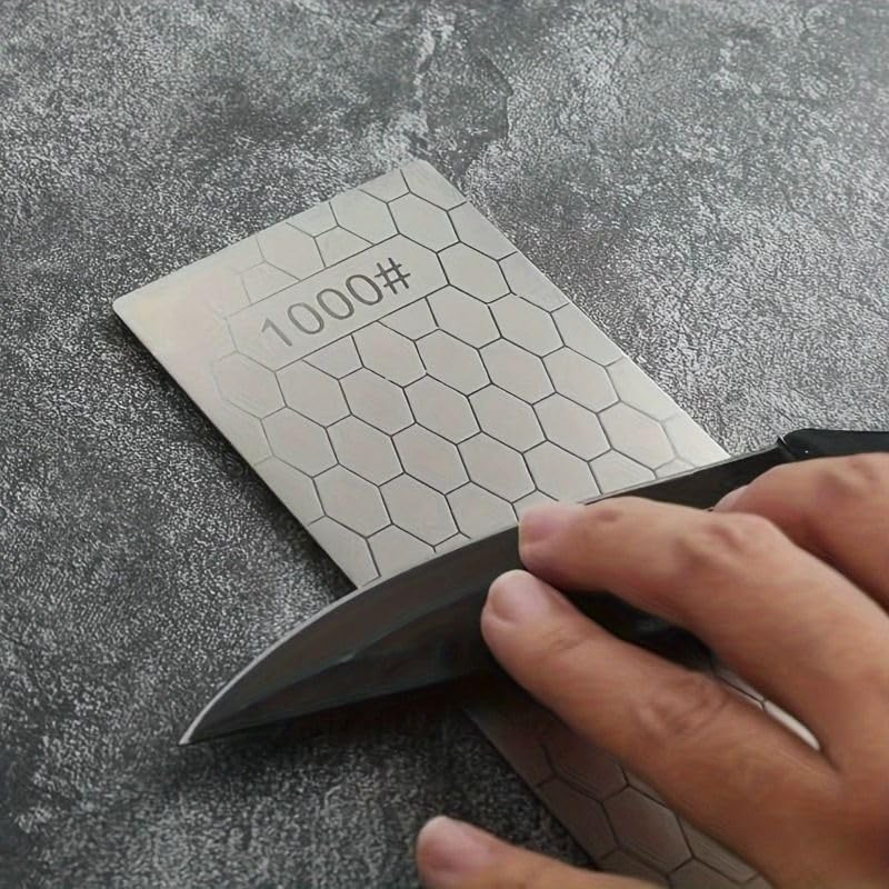 Diamond Sharpening Stone, Knife Sharpener Stone Whetstone Honeycomb Surface Plate with Non-slip Base for Pocket Knives Scissors (320/400/600/1000/1500/2000/3000 Grit，with Angle Guide and Leather)