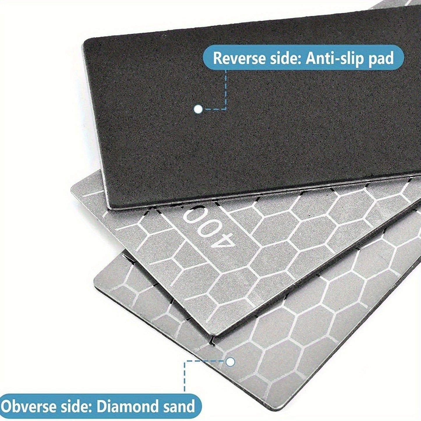 Diamond Sharpening Stone, Knife Sharpener Stone Whetstone Honeycomb Surface Plate with Non-slip Base for Pocket Knives Scissors (320/400/600/1000/1500/2000/3000 Grit，with Angle Guide and Leather)