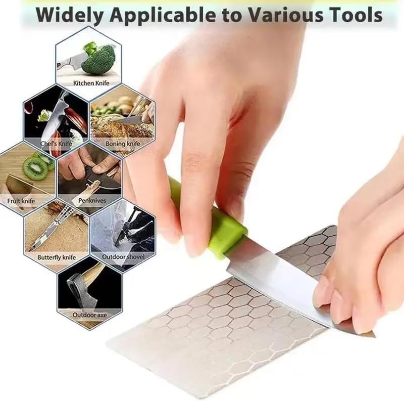 Diamond Sharpening Stone, Knife Sharpener Stone Whetstone Honeycomb Surface Plate with Non-slip Base for Pocket Knives Scissors (320/400/600/1000/1500/2000/3000 Grit，with Angle Guide and Leather)