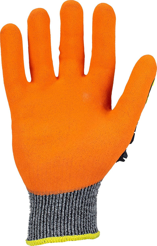 Ironclad KONG Cut Resistant Chemical Impact Glove; TRP Impact Protection, Nitrile Coating, A6 Cut Resistant, Sized S, M, L, XL, XXL, XXXL, KCHA5-05-XL, Orange, X-Large (Pack of 1)