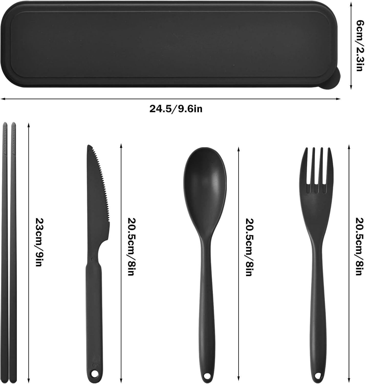 2 Sets Large Reusable Utensils Set with Case, Portable Cutlery Sets | Plastic, Blue and Green, Chopsticks Fork Spoon Knife Set with Lunch Box, For Camping Travel Daily Lunch Use Picnic Outdoor