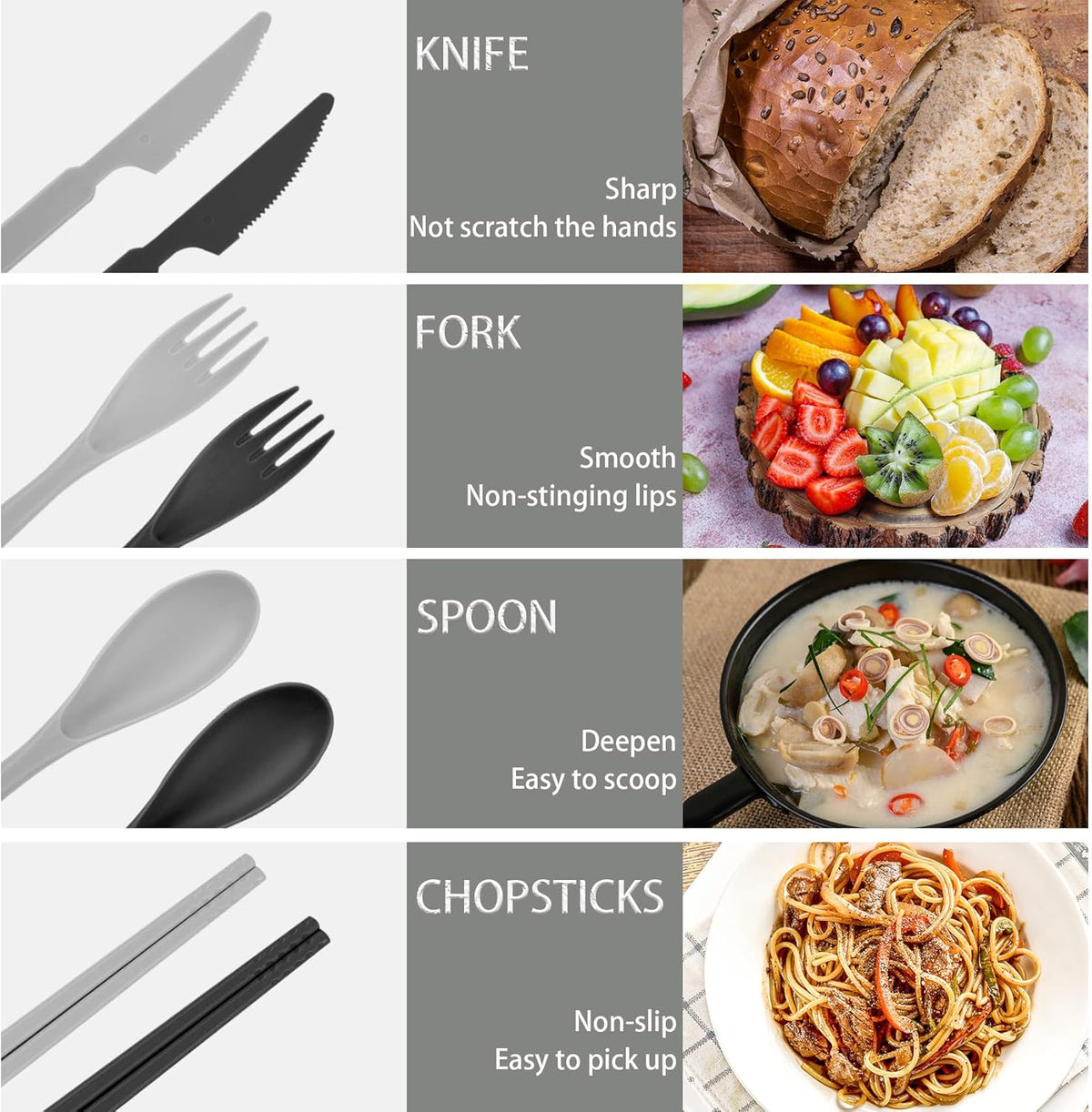 2 Sets Large Reusable Utensils Set with Case, Portable Cutlery Sets | Plastic, Blue and Green, Chopsticks Fork Spoon Knife Set with Lunch Box, For Camping Travel Daily Lunch Use Picnic Outdoor