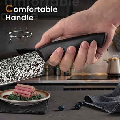 Knife Set, 15-Piece Kitchen Knife Set with Built-in Sharpener Block, German High-Carbon Stainless Steel, Dishwasher Safe, for Home Cooks and Everyday Meal Prep