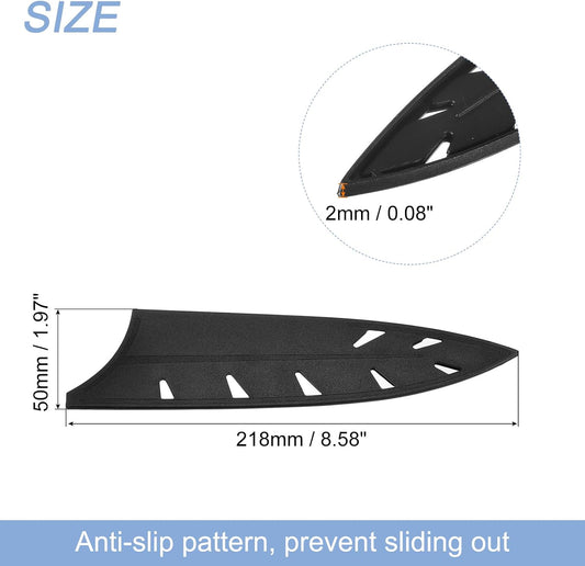 4Pcs Knife Cover Sleeves Blade Edge Guards for 8" Chef Knife Blade Edge Protector Universal Knife Sheath for Kitchen, Black