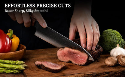 Japanese Chef Kitchen Knife, 8 Inch Black Gyuto, Hand Forged 67 Layers Damascus Steel VG10 Core, Ultra Sharp, Rosewood & Ebony Handle, Leather Sheath,A Thoughtful Father Day Gifts for Men
