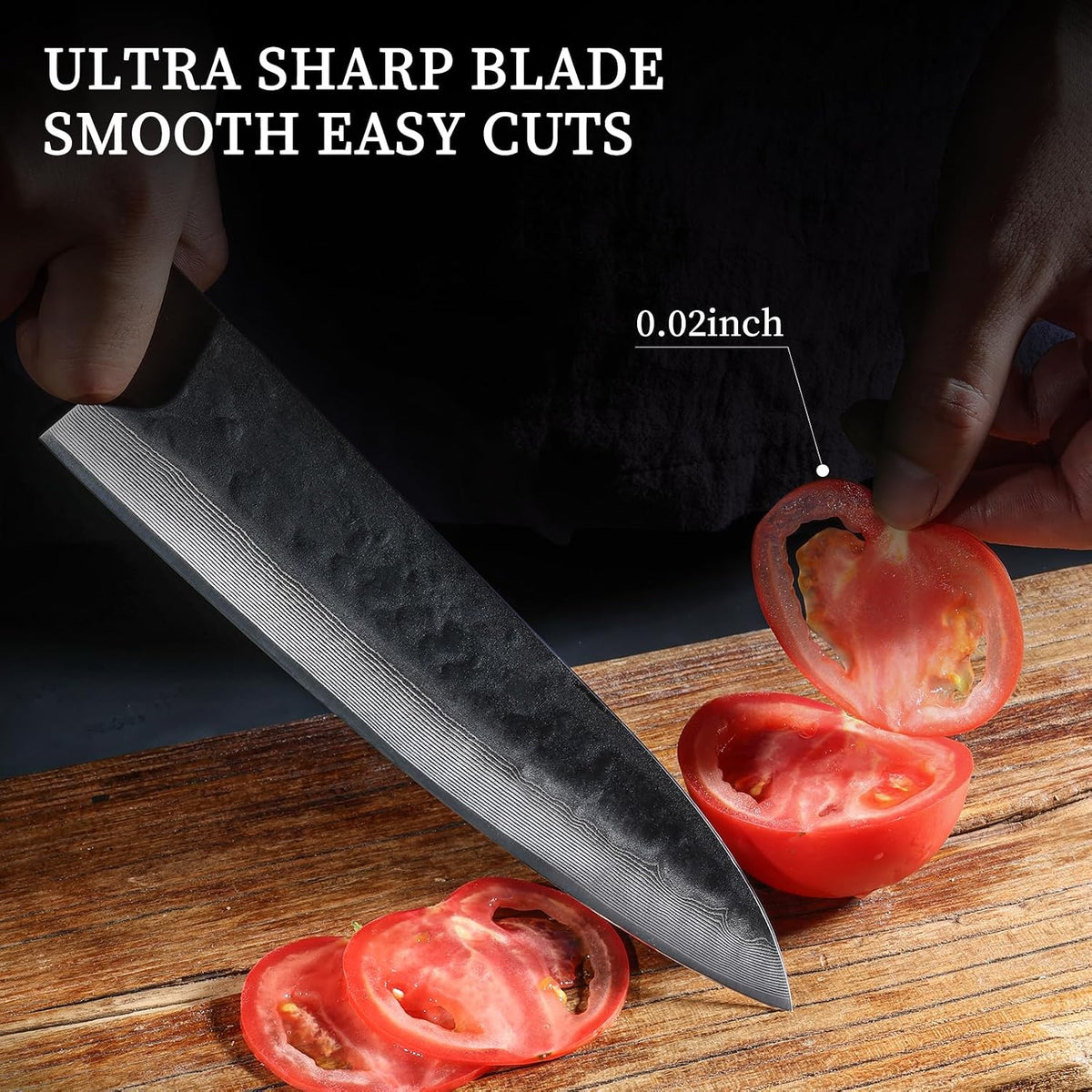 Japanese Chef Kitchen Knife, 8 Inch Black Gyuto, Hand Forged 67 Layers Damascus Steel VG10 Core, Ultra Sharp, Rosewood & Ebony Handle, Leather Sheath,A Thoughtful Father Day Gifts for Men