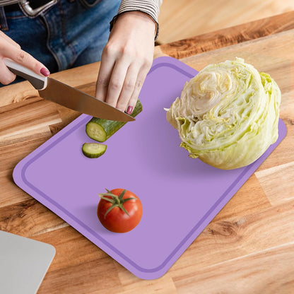 Flexible Cutting Boards, BPA Free Silicone Non-Slip Chopping Mat for Kitchen, Dishwasher Safe & Space-Saving with Hanging Hole (Purple)
