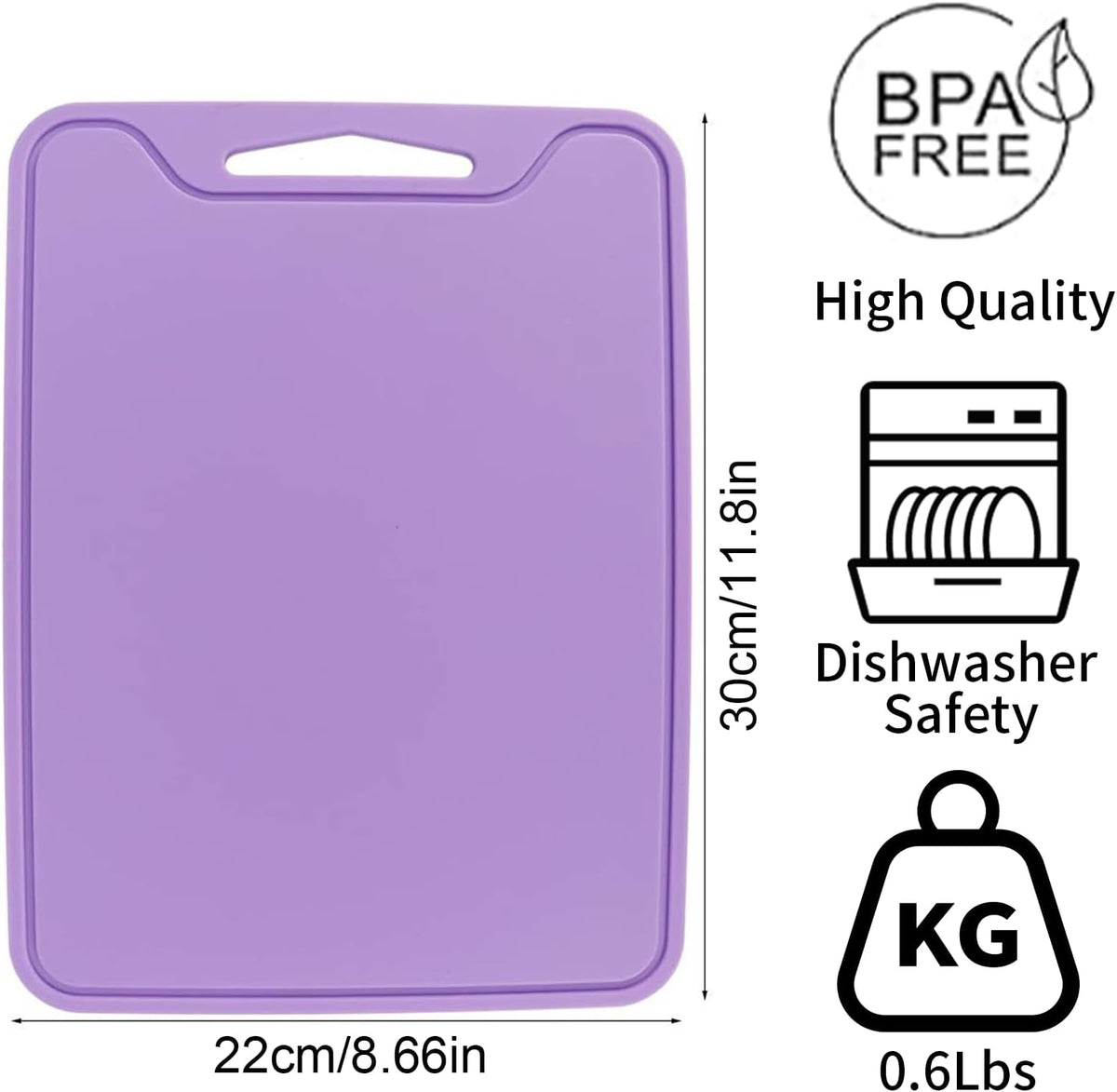 Flexible Cutting Boards, BPA Free Silicone Non-Slip Chopping Mat for Kitchen, Dishwasher Safe & Space-Saving with Hanging Hole (Purple)