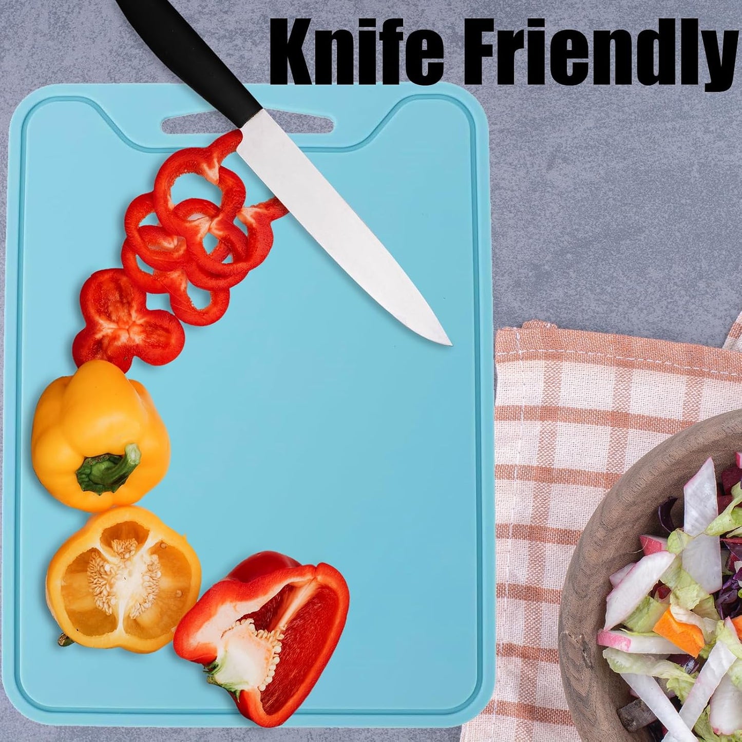 Flexible Cutting Boards, BPA Free Silicone Non-Slip Chopping Mat for Kitchen, Dishwasher Safe & Space-Saving with Hanging Hole (Purple)