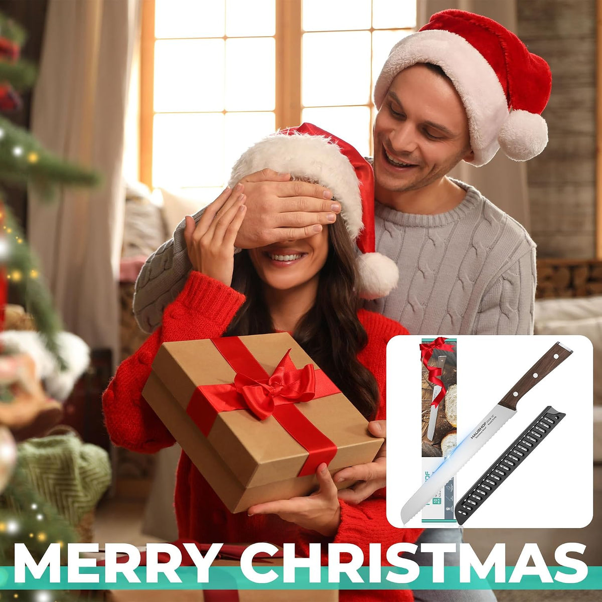 Bread Knife with Sheath, 8-Inch Serrated Bread Knife for Homemade Bread, 5Cr15Mov Premium Stainless Steel Bread Cutter with Gift Box for Mom Dad, Full Tang and Ergonomic Handle