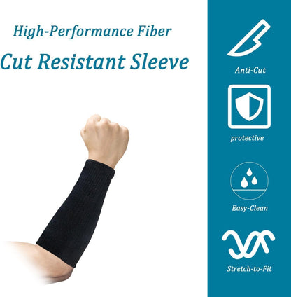 2 Pairs Level 5 Cut Resistant Arm Sleeves, Forearm Guards for Hand and Arm Protection Durable Work Glove Alternatives