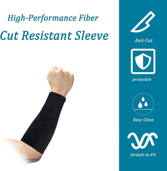 2 Pairs Level 5 Cut Resistant Arm Sleeves, Forearm Guards for Hand and Arm Protection Durable Work Glove Alternatives