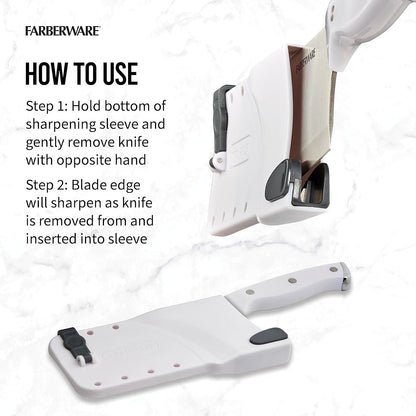 6 Inch Cleaver with EdgeKeeper Self-Sharpening Sheath, High-Carbon Stainless Steel Blade, Triple Rivet White Handle - Meat Cleaver Knife for Chopping, Dicing, and Mincing