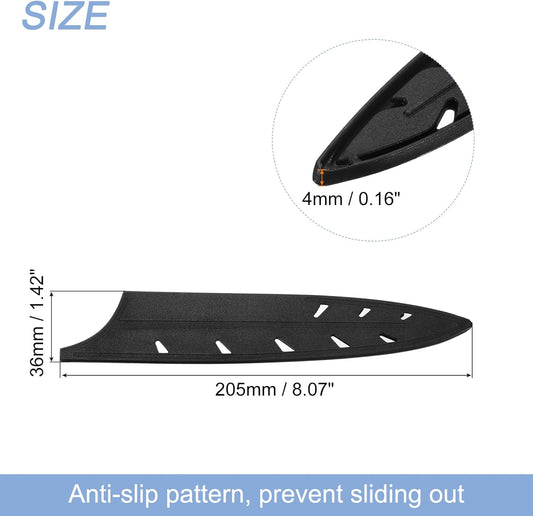 5Pcs Knife Cover Sleeves Blade Edge Guards for 8" Carving Knife Blade Edge Protector Universal Knife Sheath for Kitchen, Black