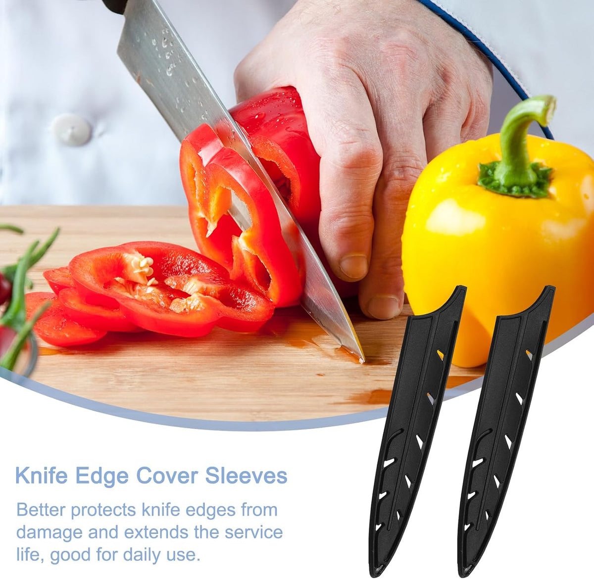 5Pcs Knife Cover Sleeves Blade Edge Guards for 8" Carving Knife Blade Edge Protector Universal Knife Sheath for Kitchen, Black