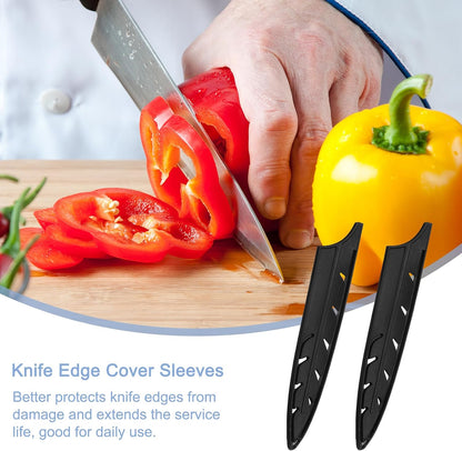 5Pcs Knife Cover Sleeves Blade Edge Guards for 8" Carving Knife Blade Edge Protector Universal Knife Sheath for Kitchen, Black