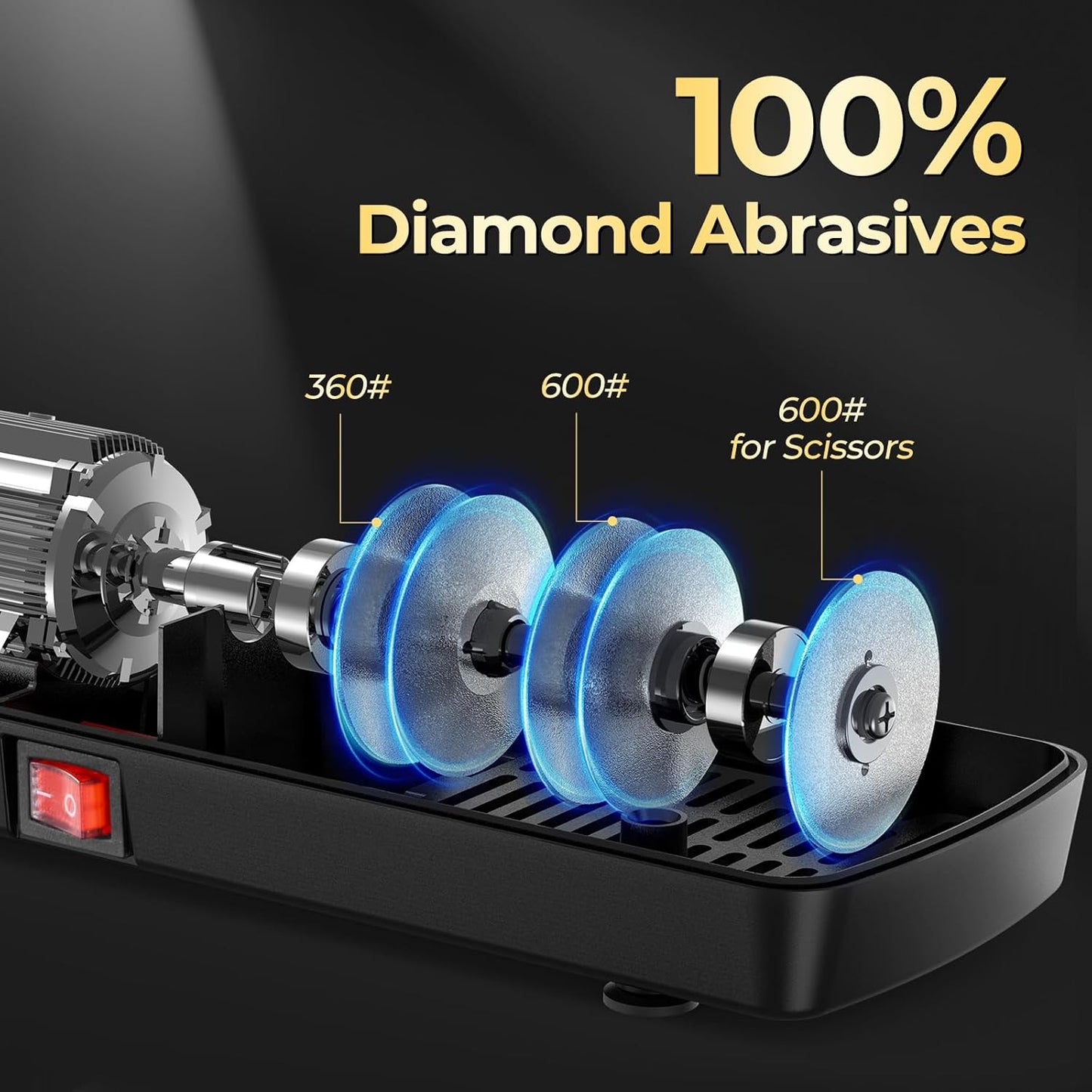 Knife Sharpener, Protable Diamond Electric Knife Sharpener for Stainless Steel and Ceramic Knives, with Scissors Sharpener & Metal Dust Collection Box, Quick Sharpening & Polishing, Silver