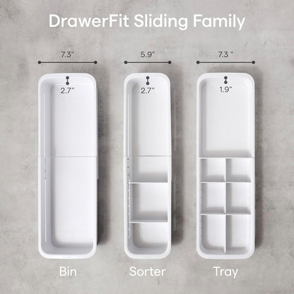 DrawerFit® Sliding Drawer Bin, Expandable and Adjustable Kitchen Storage Organizer, Speckled White